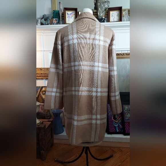 🆕️Anne Klein Plaid Notch Collar Open Front Sweater Cardigan Size M - Picture 3 of 7